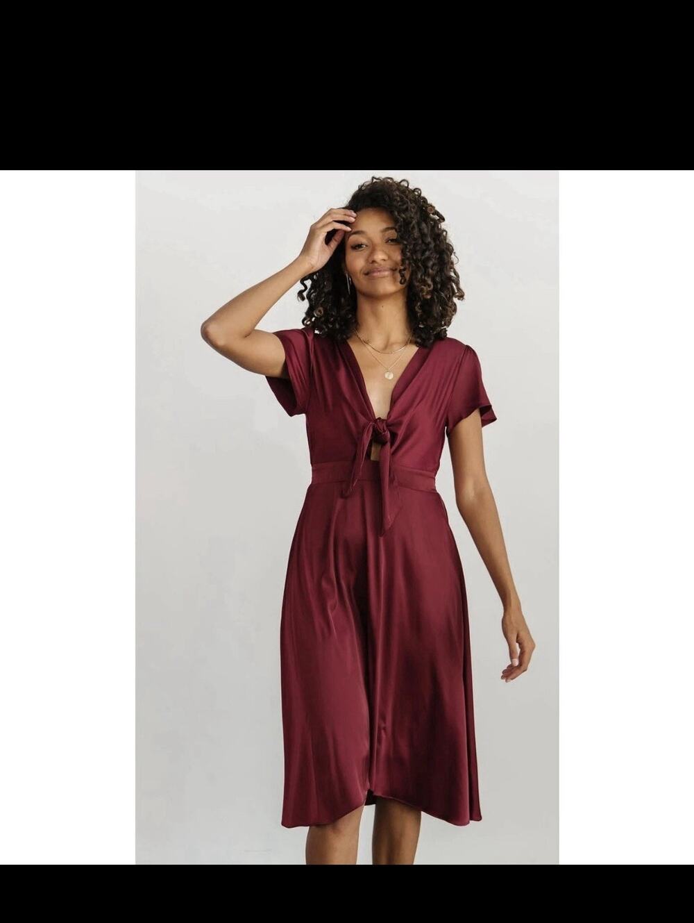 Baltic Born Poppy Satin Midi Dress Size XL Wine Keyhole Cocktail Wedding